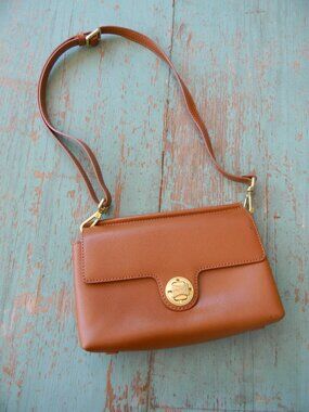 JEMMA SMALL EMMA VEGAN LEATHER TAN SHOULDER BAG TURNLOCK GORGEOUS!